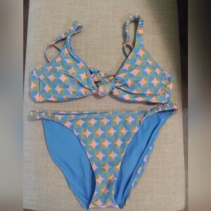 Raisins Two-Piece Bikini in Blue, Pink & Green